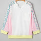 Floral Colorblock  Long Sleeve Top