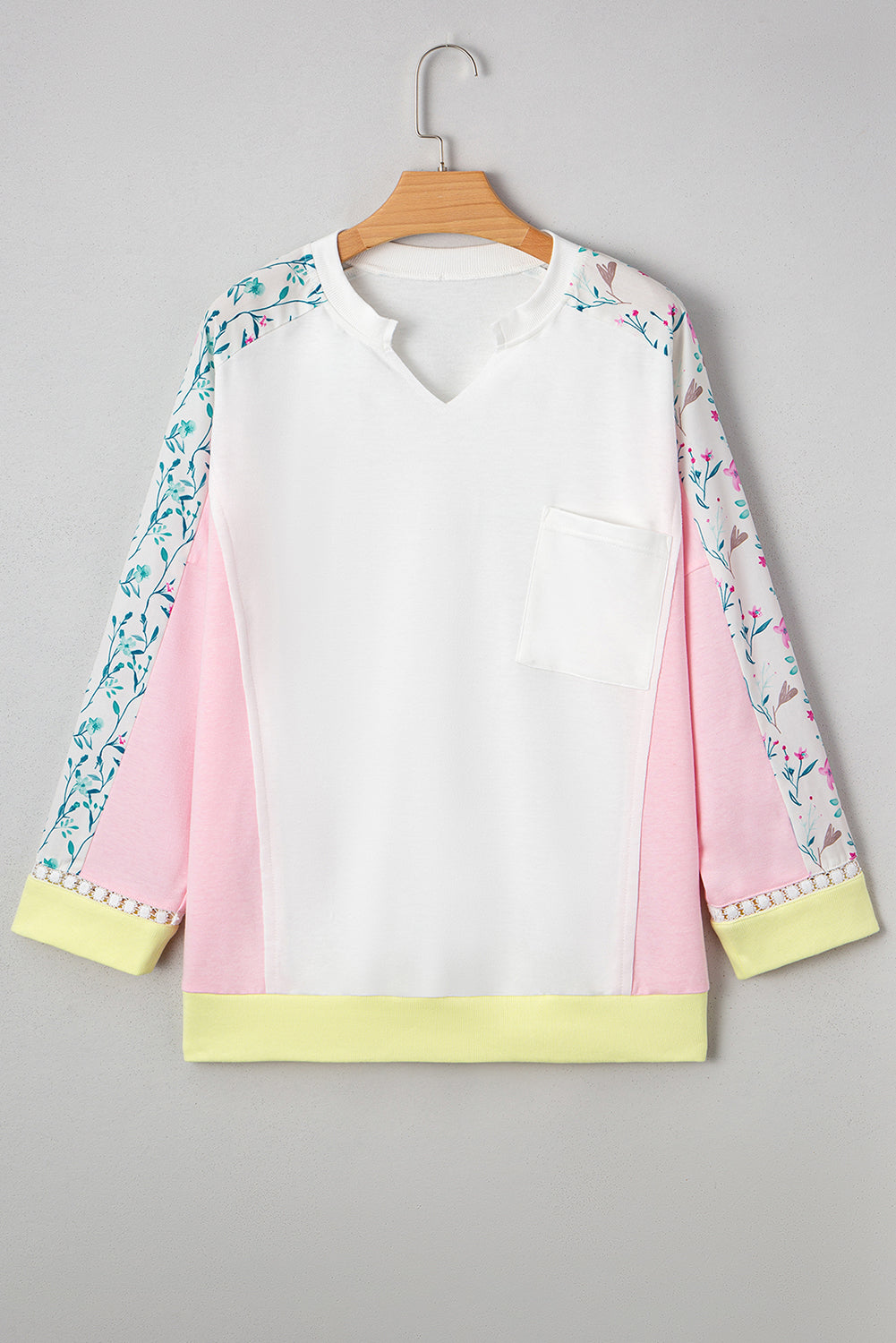 Floral Colorblock  Long Sleeve Top
