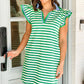 Stripe  Contrast Flutter Sleeve Mini Dress