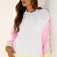 Floral Colorblock  Long Sleeve Top