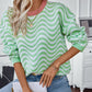 Wavy Stripes  Long Sleeve Sweater