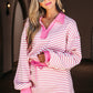 Stripe Drop Shoulder  Skort 2pcs Outfit