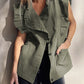 Ruffled Patchwork Denim Jacket Vest