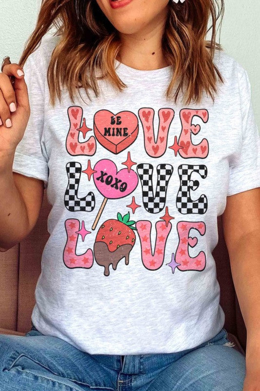 Plus Size - Love Stacked Candies Valentine's Graphic T-Shirt