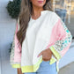 Floral Colorblock  Long Sleeve Top