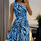 One shoulder Sleeveless Printed Maxi Dress