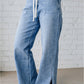 Slit Leg High Rise Drawstring Jeans