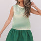 Stripe Woven Ruffled Sleeveless Mini Dress