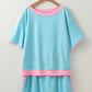 Plus Size Contrast Trim Top and Skirt Two Piece Set