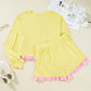 Plaid Ruffle Patchwork Top and Shorts Plus Size Set