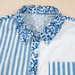 Sky Blue Leopard Striped Western Casual Shirt