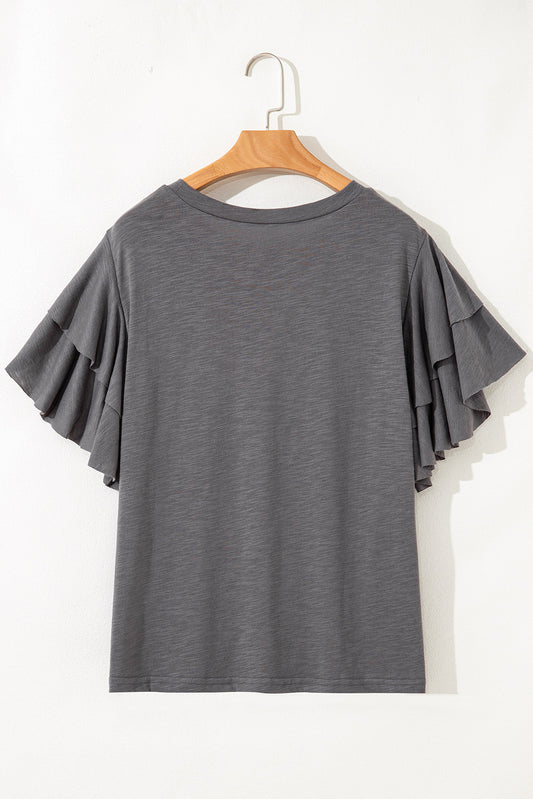 Ruffled Short Sleeve Plus Size Top