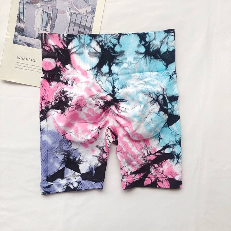 Hand-Painted Tie-Dye Yoga Shorts
