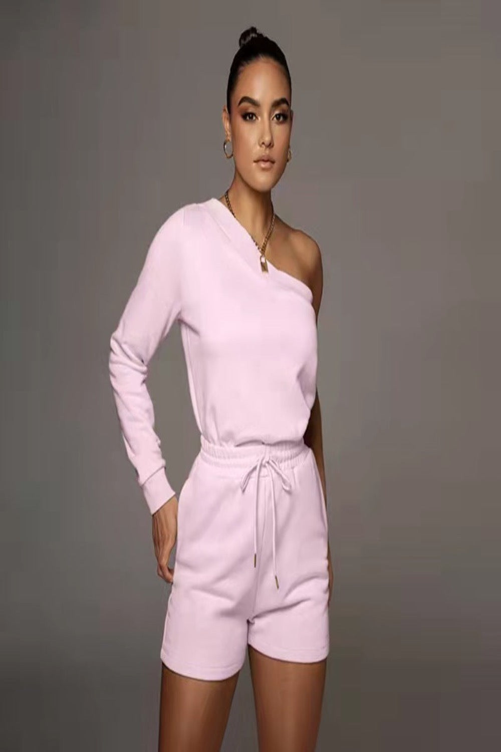 Pullover off-shoulder  Women's Long-Sleeved Sweatshirt Set