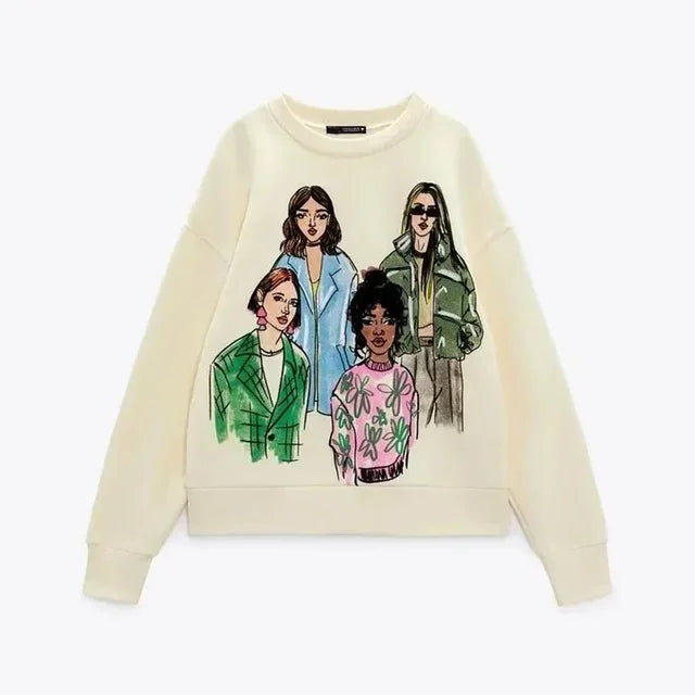 Print  Pullover Sweatshirts