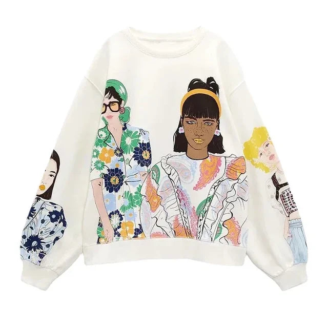 Print  Pullover Sweatshirts