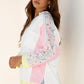 Floral Colorblock  Long Sleeve Top