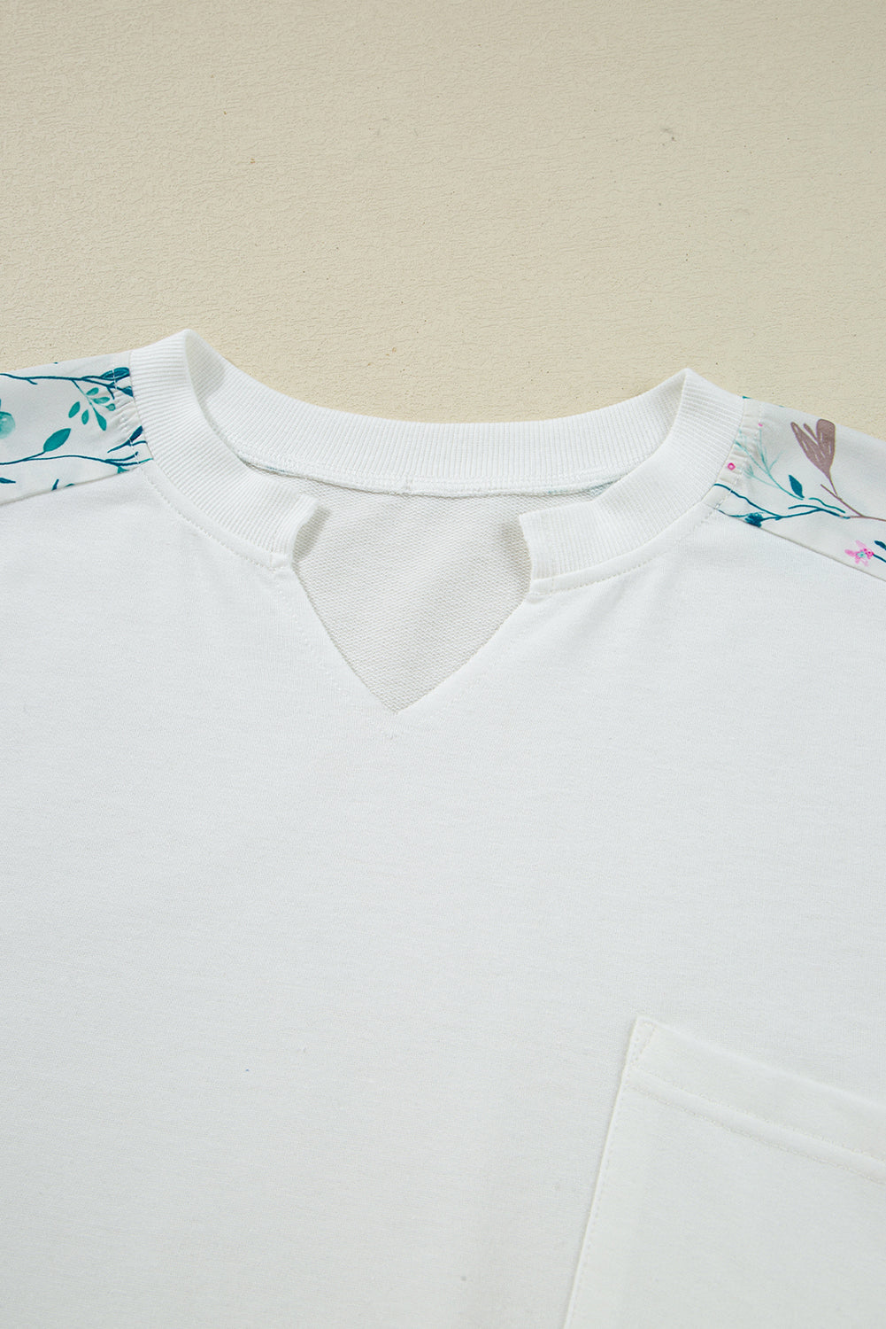 Floral Colorblock  Long Sleeve Top