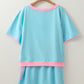 Plus Size Contrast Trim Top and Skirt Two Piece Set