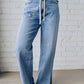 Slit Leg High Rise Drawstring Jeans