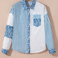 Sky Blue Leopard Striped Western Casual Shirt