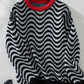Wavy Stripes  Long Sleeve Sweater