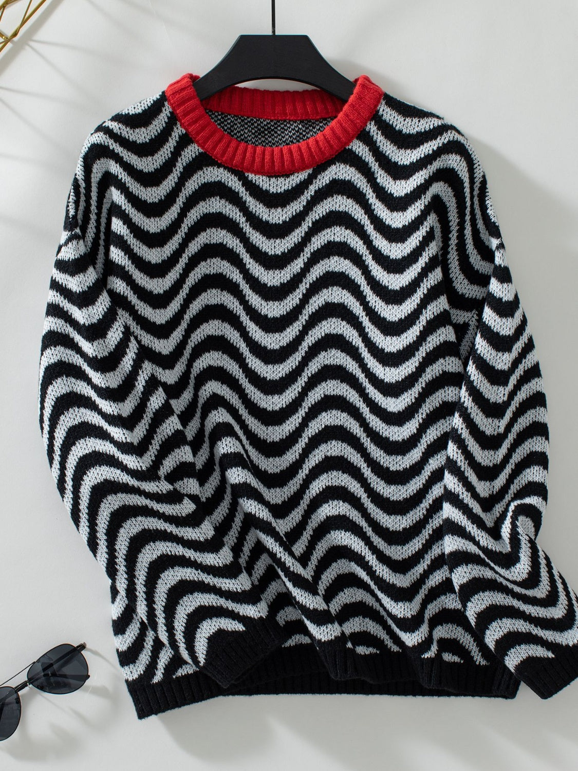Wavy Stripes  Long Sleeve Sweater