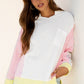 Floral Colorblock  Long Sleeve Top