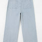 Pocket Cuffed Hem Wide Leg Jeans