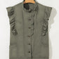 Ruffled Patchwork Denim Jacket Vest