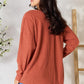 Drop Shoulder Long Sleeve Blouse with Pockets
