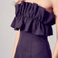 Open Shoulder Ruffle Mini Dress - Tarrfashion