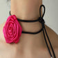 PU Leather Rope Rose Shape Necklace
